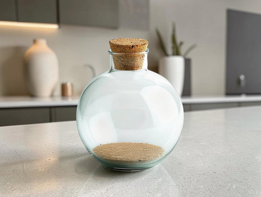 Cozyd Nordic Slanted Borosilicate Glass Storage Jar with Cork Ball Lid (800ml)