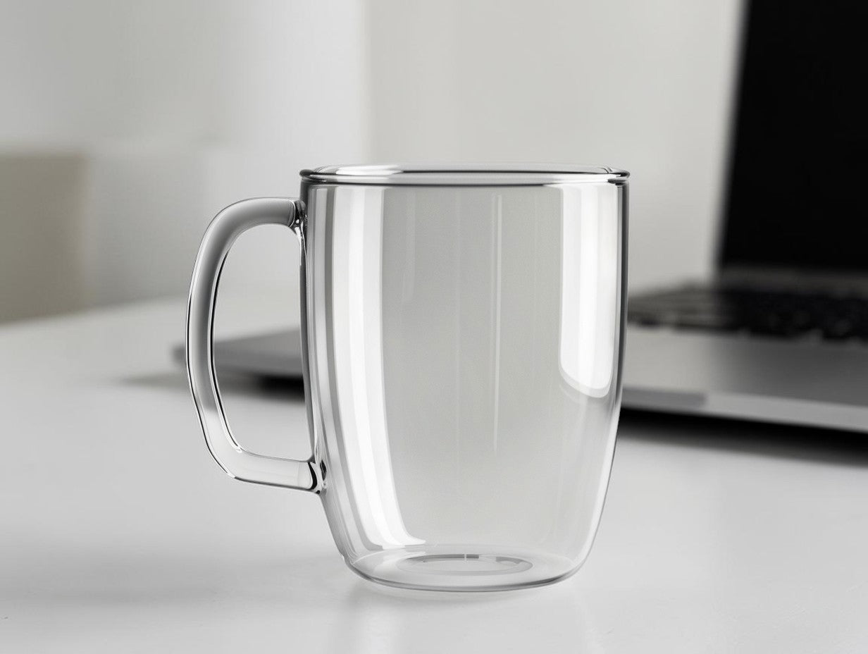 Cozyd Double-Walled Geometric Borosilicate Glass Coffee Mug (350ml)