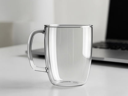 Cozyd Double-Walled Geometric Borosilicate Glass Coffee Mug (350ml)