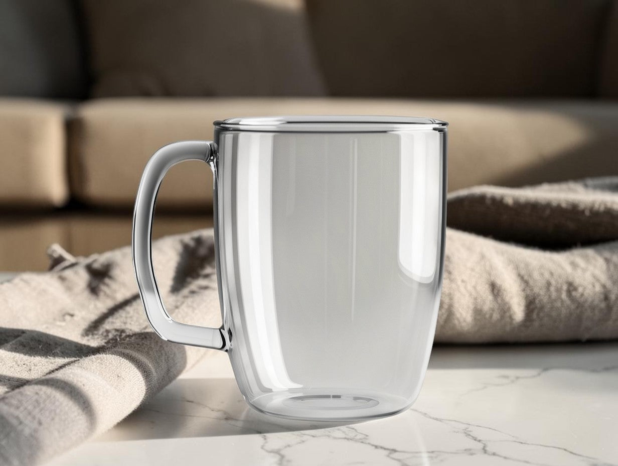 Cozyd Double-Walled Geometric Borosilicate Glass Coffee Mug (350ml)