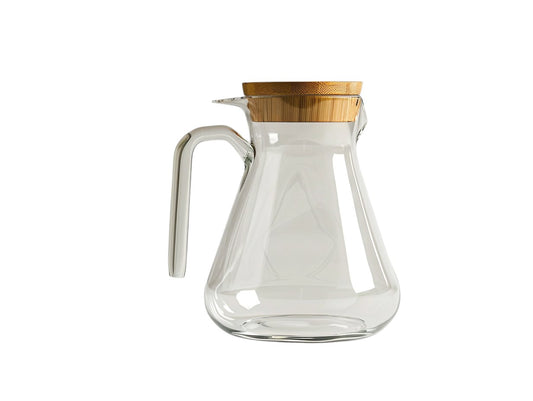 Cozyd Modern Geometric Borosilicate Glass Water Pitcher with Bamboo Lid (1.5L)
